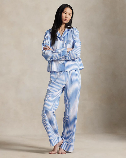 POLO RALPH LAUREN Long-Sleeve Poplin Pajama Set BLUE L