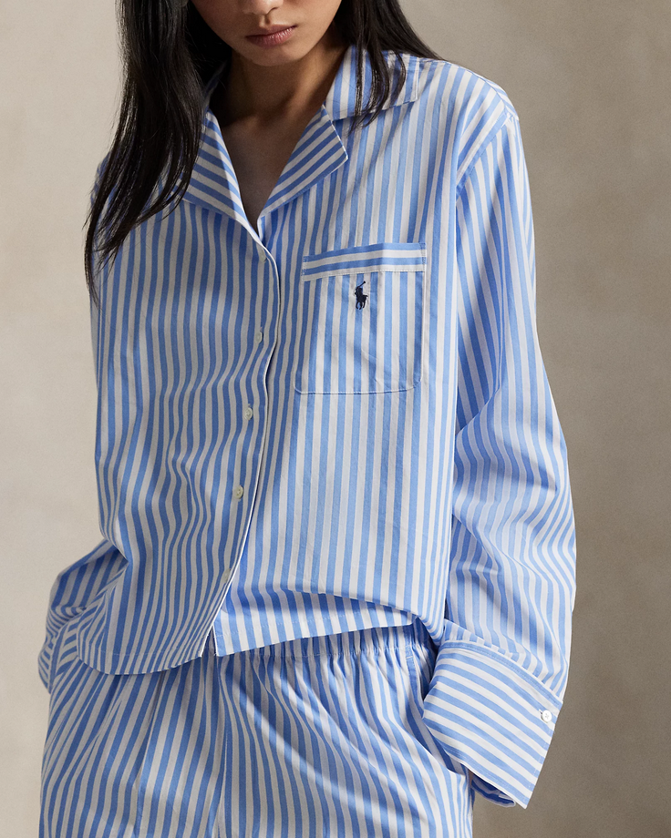 POLO RALPH LAUREN Long-Sleeve Poplin Pajama Set BLUE L