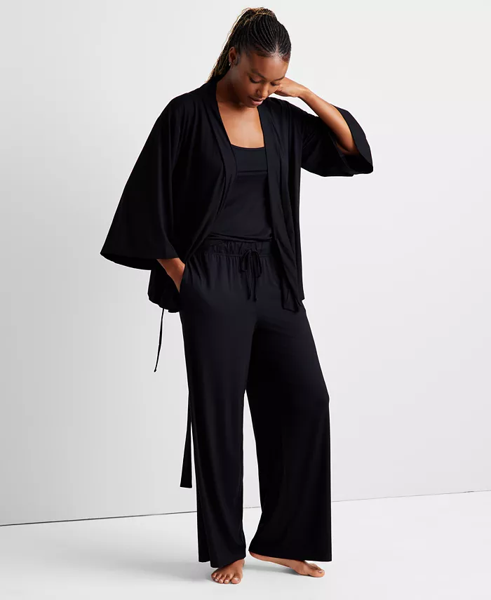 STATE OF DAY 3-Piece. Fluid-Knit Pajama Set BLACK XS