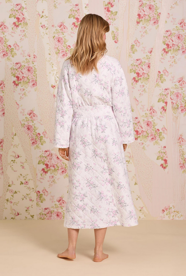 ELILEEN WEST Quiet Bloom Cotton Diamond Quilt Wrap Robe QUIET BLOOM S/M