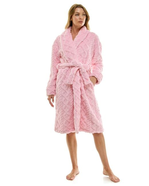 ROUDELAIN Textured Shawl Collar Robe PINK S