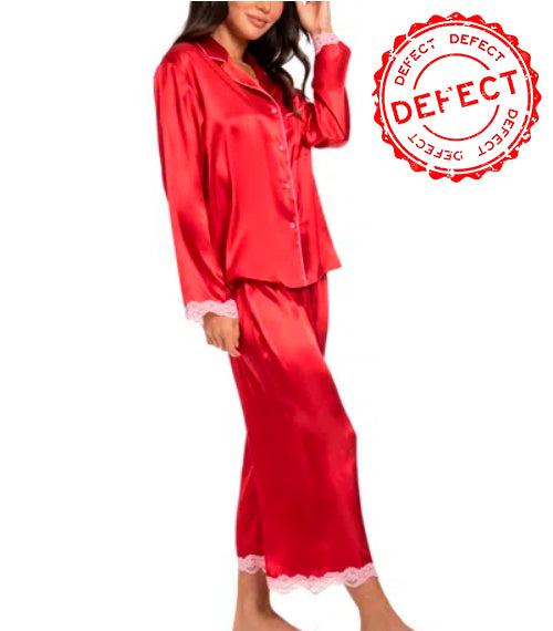 NWD LINEA DONATELLA 2pc. Lace-trm Long Pajama Set RED M