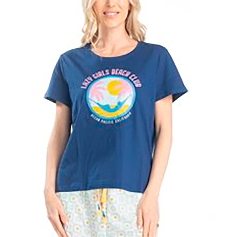 OCEAN PACIFIC Pajama top Happy Time Large BLUE L