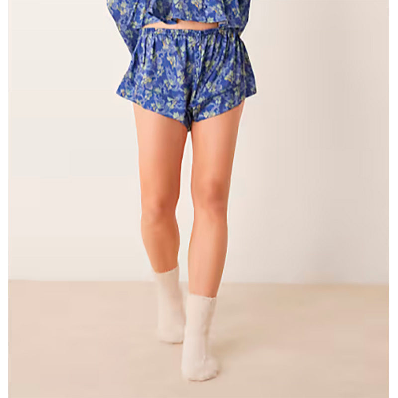 FREE PEOPLE printed satin pajama bottom BLUE XL