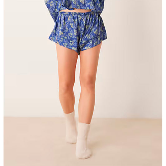 FREE PEOPLE printed satin pajama bottom BLUE XL