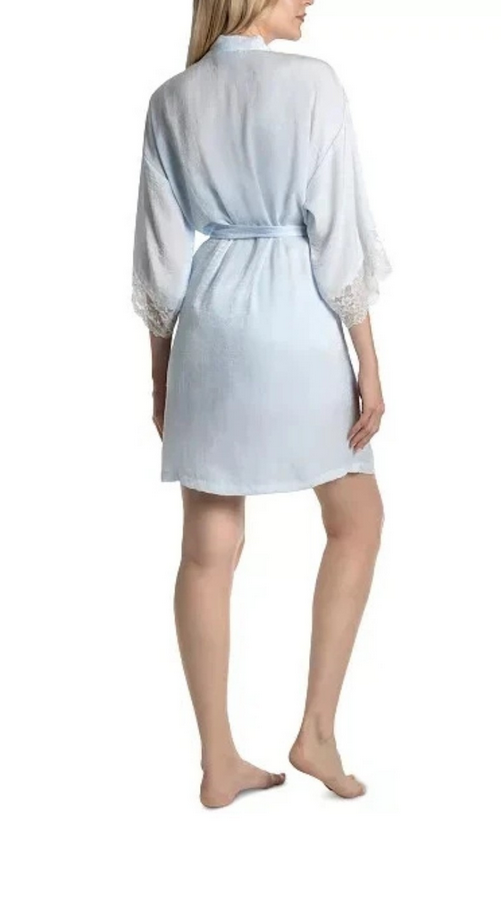 NWD LINEA DONATELLA Luxe Satin Bridal Robe PALE BLUE S/M