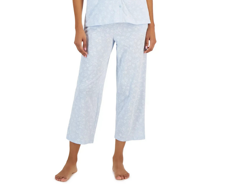 CHARTER CLUB Cotton Printed Cropped Pajama Bottom PALE BLUE XXL