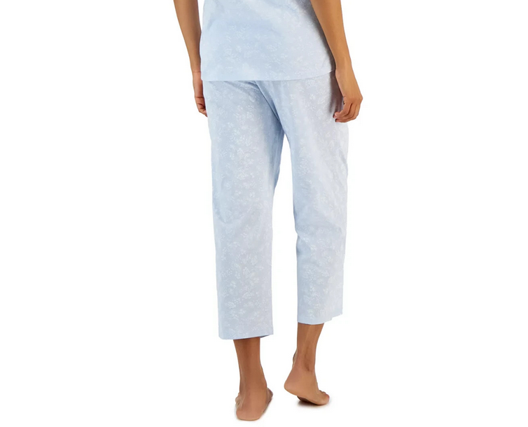 CHARTER CLUB Cotton Printed Cropped Pajama Bottom PALE BLUE XXL