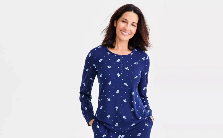 CHARTER CLUB Christmas Pajama top NAVY XS