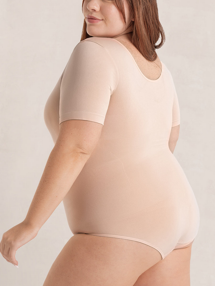 SHAPERMINT Essentials All Day Every Day Short Sleeve Bodysuit CHAI XL