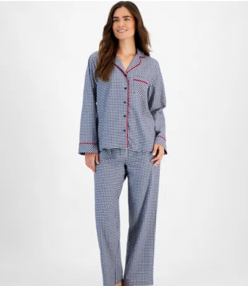 CHARTER CLUB 2-pc. Cotton Flannel Packaged Pajamas Set GINGHAM CHECK L