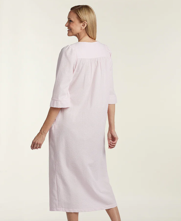 MIIS ELAINE Seersucker Long Robe PINK L