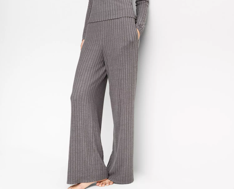 STATE OF DAY Soft Rib-Knit Pajama GRAY L