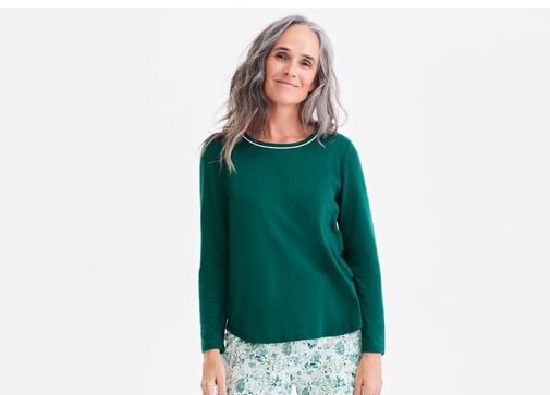 CHARTER CLUB Long-sleeve Jersey Pajama Top GREEN M