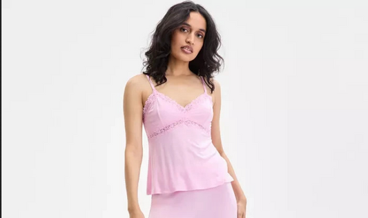 I.N.C Lace-Trim Knit Tank PINK XL