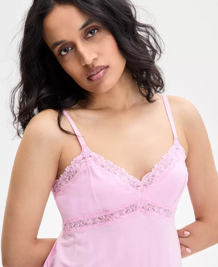 I.N.C Lace-Trim Knit Tank PINK XL