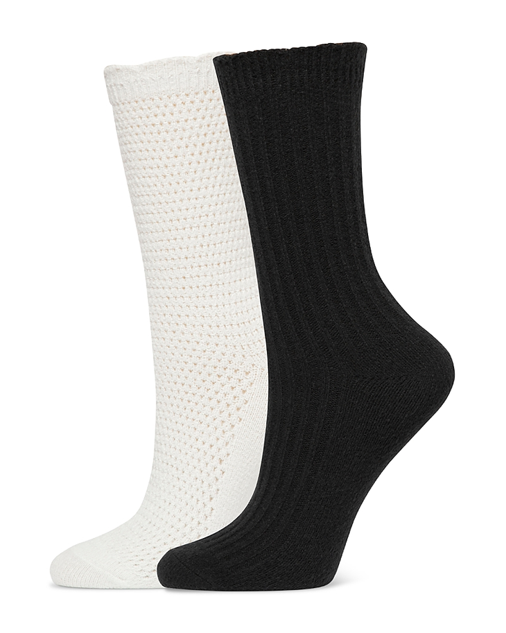 HUE Lattice Crew Socks, Pack of 2 ASSORTED ONE SIZE