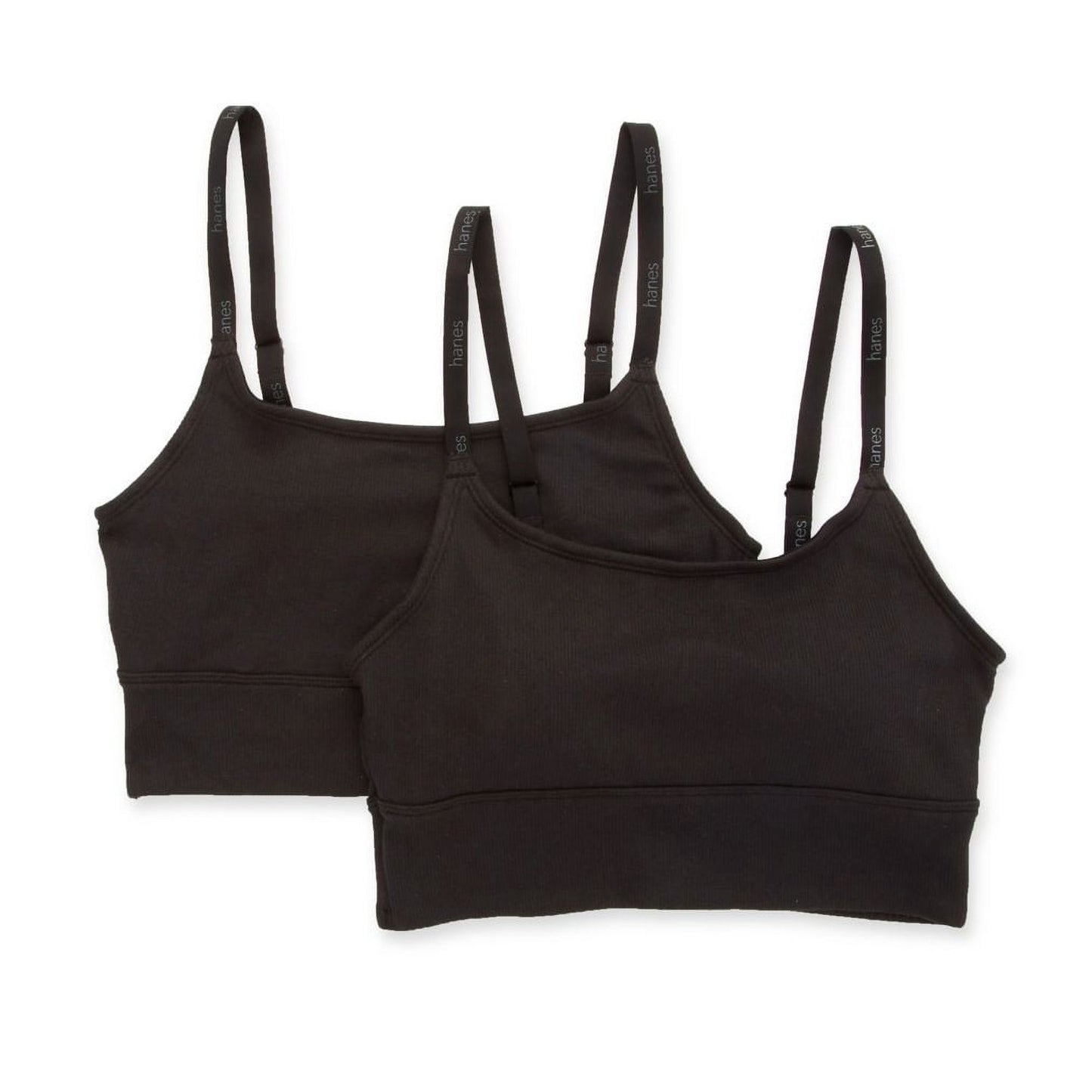 HANES Bralette Type Long Line Elastic Pack of 2 BLACK L