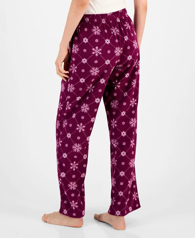 CHARTER CLUB Printed Drawstring Pajama Pants SNOWFLAKE PLUM XL