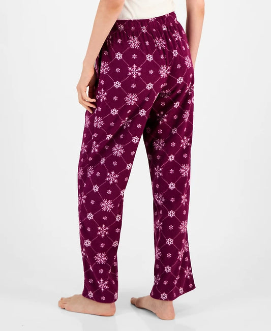 CHARTER CLUB Printed Drawstring Pajama Pants SNOWFLAKE PLUM XL