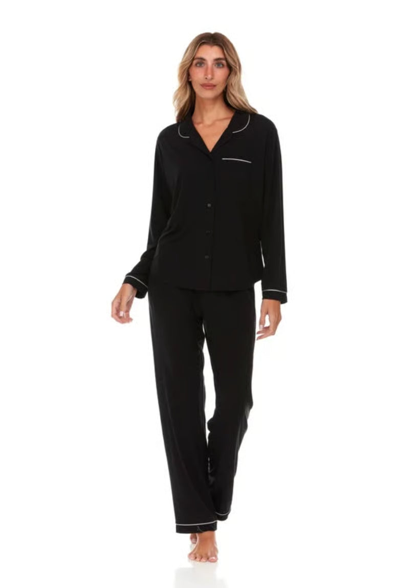 FLORA Long Sleeve Pajama Set BLACK S