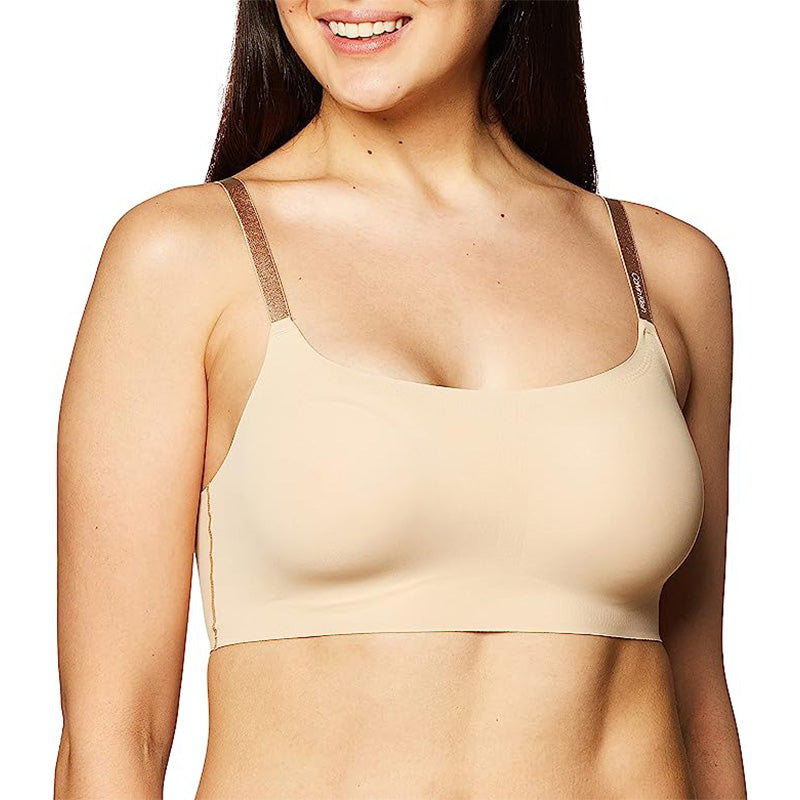 Calvin Klein Invisibles Comfort Seamless Wireless Skinny Strap Retro Bralette Bra bare L