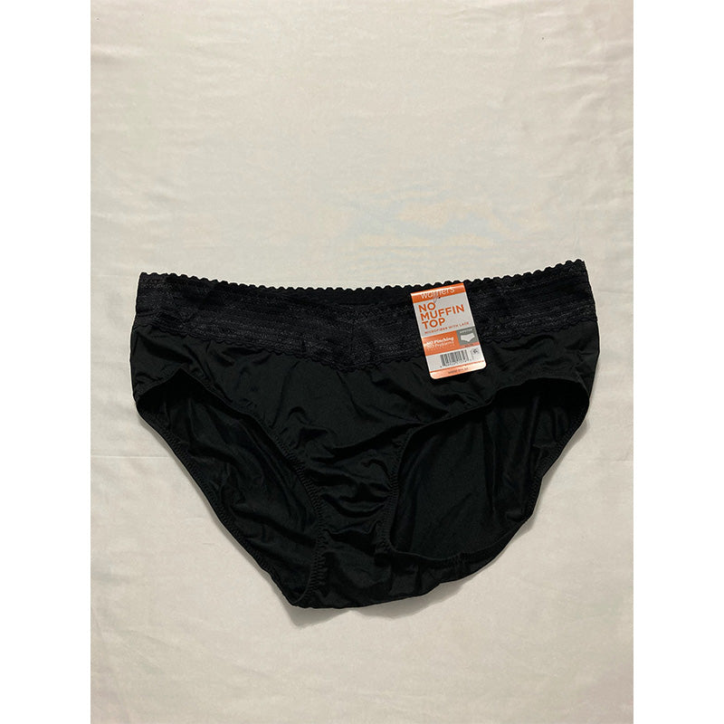 Warner's No Pinching No Problems Dig-Free  with Lace Microfiber Hipster Black 3XL