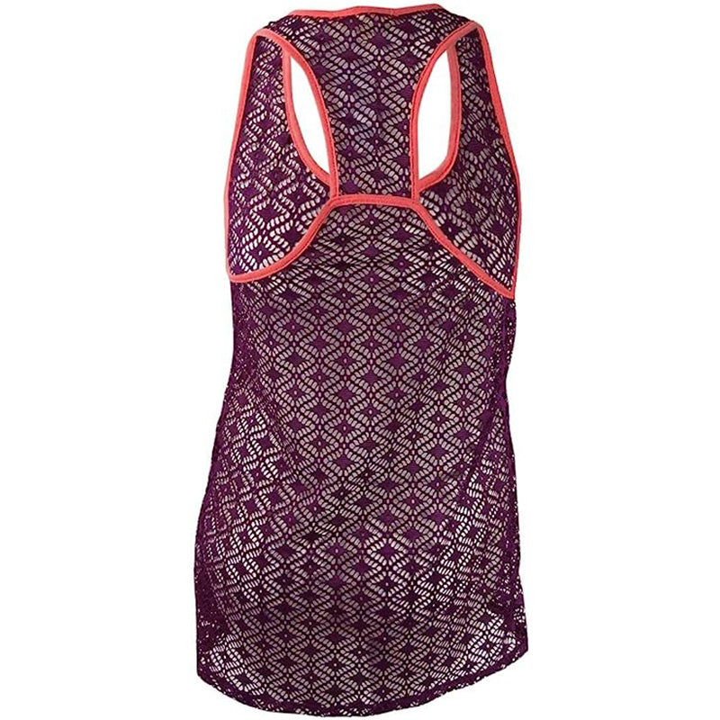 Miken Crochet Racerback Dress Swim Cover-Up Soft Coral XS