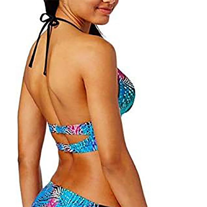 Hula Honey Las Palmas Printed Push-Up Halter Bikini Top Multicolor XS