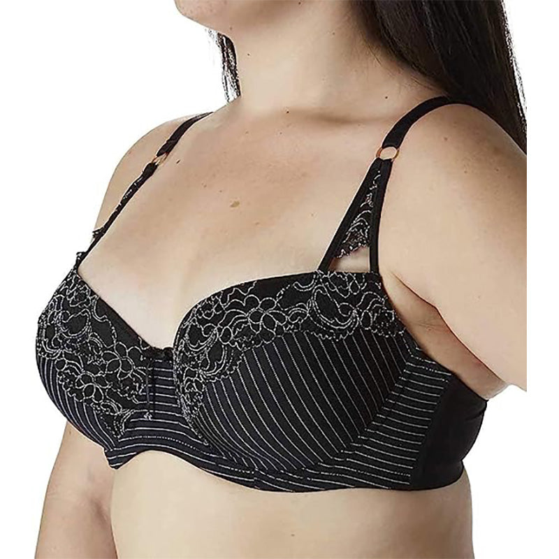 Ashley Graham Showstopper Convertible Lace Contour Bra Black 38DDD