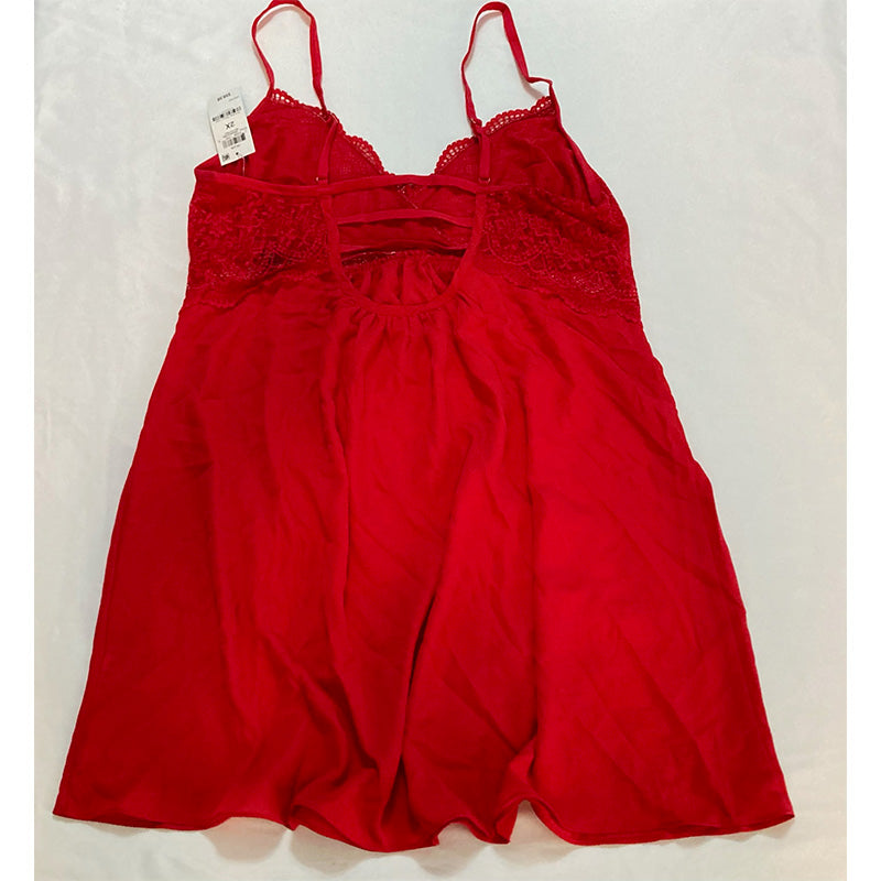 INC Plus Size Lace Chiffon Nightgown Red 2X