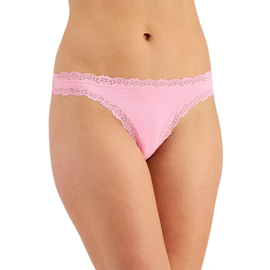 Jenni Women's Lace-Trim Thong Pink XL