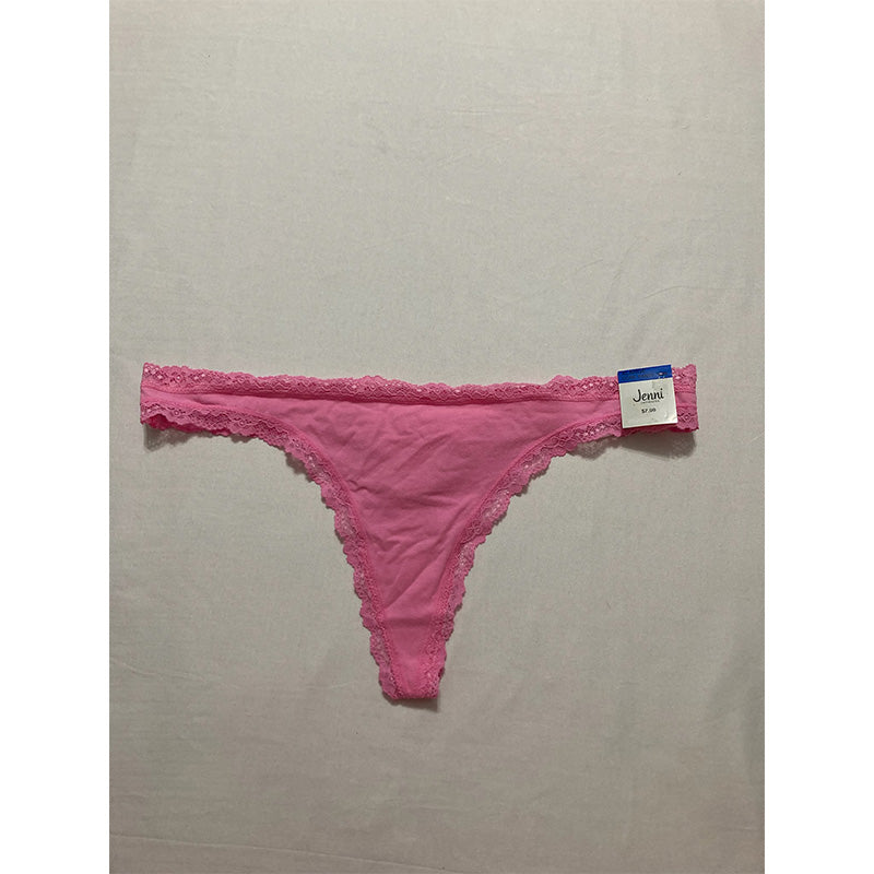 Jenni Women's Lace-Trim Thong Pink XL
