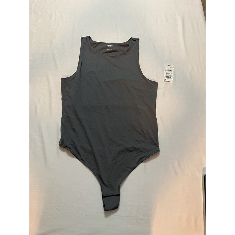 Alfani High Neck Thong Bodysuit Grey L