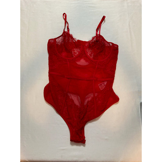 INC Sheer Lace Lingerie Red XL