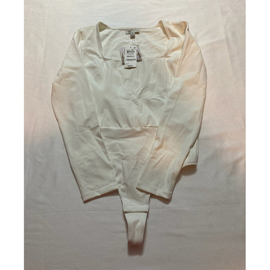 Jenni Style Not Size Long-Sleeve Bodysuit Washed White S