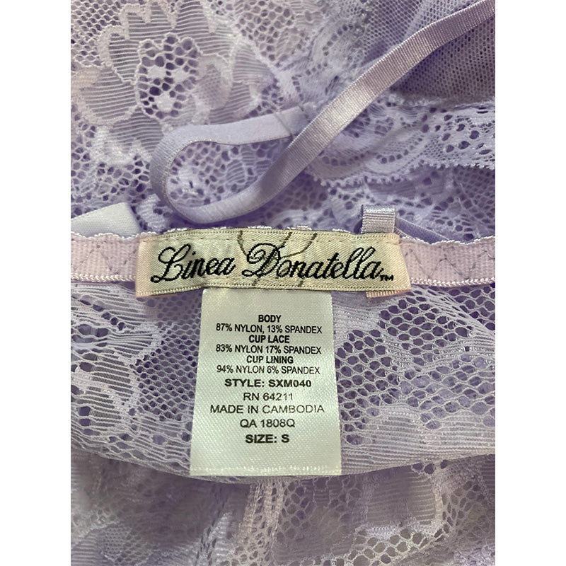 Linea Donatella Sexy Basics Lace Cami & Shorts Lingerie Pajama Set Purple S