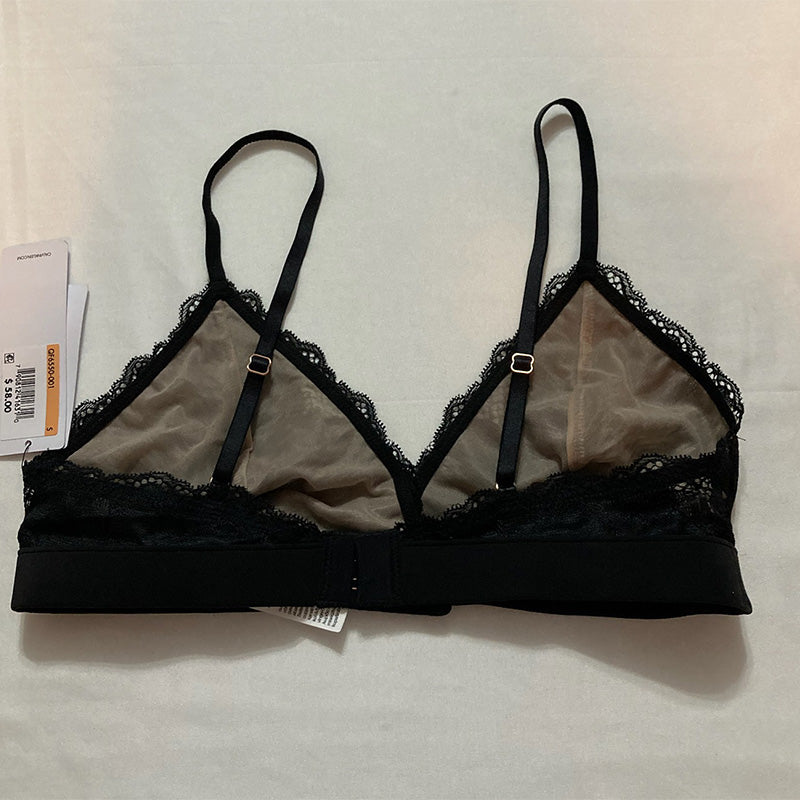 Calvin Klein Underwear Hibiscus Lace Unlined Triangle Bra Black S