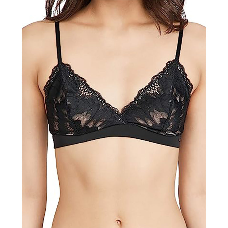 Calvin Klein Underwear Hibiscus Lace Unlined Triangle Bra Black S