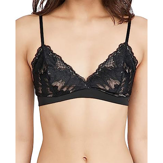 Calvin Klein Underwear Hibiscus Lace Unlined Triangle Bra Black S