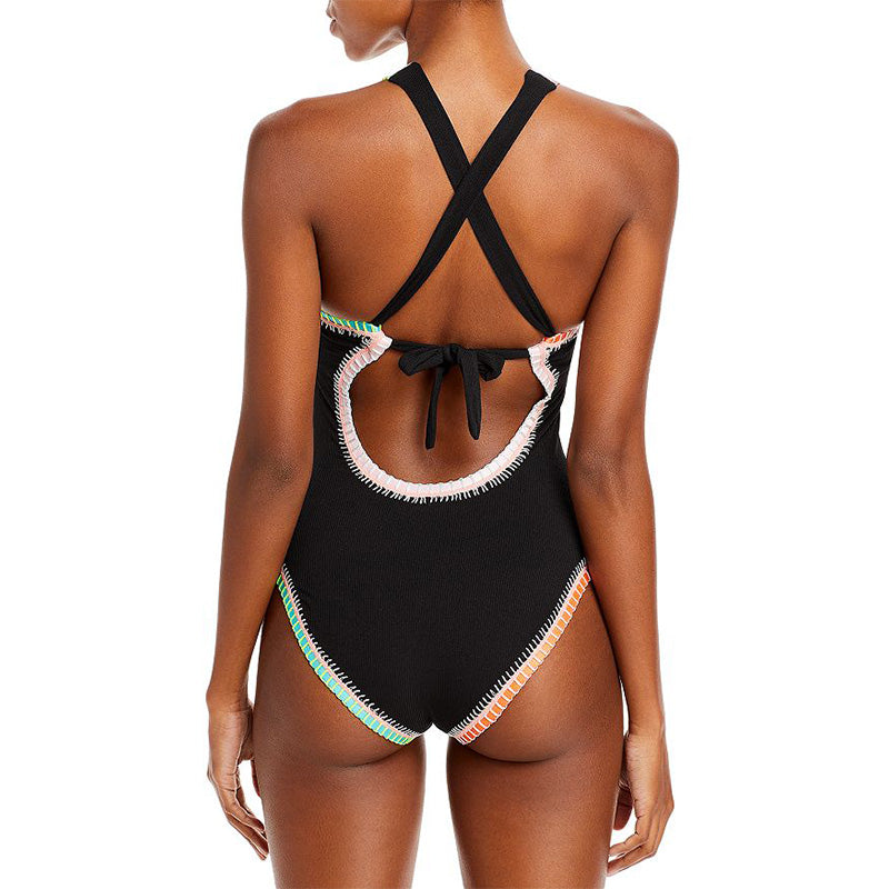 Platinum inspired by Crochet Trim Swimsuit Multicolor S