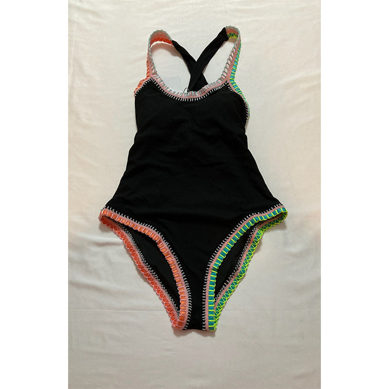 Platinum inspired by Crochet Trim Swimsuit Multicolor S