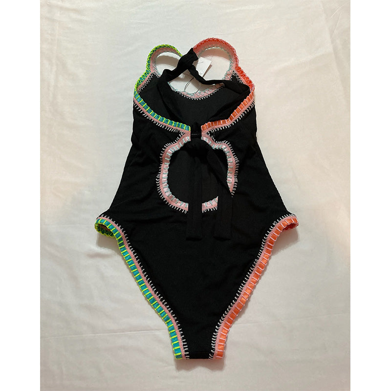 Platinum inspired by Crochet Trim Swimsuit Multicolor S