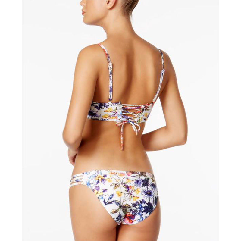 Rachel Roy Strappy Hipster Bikini Bottoms White Floral XS
